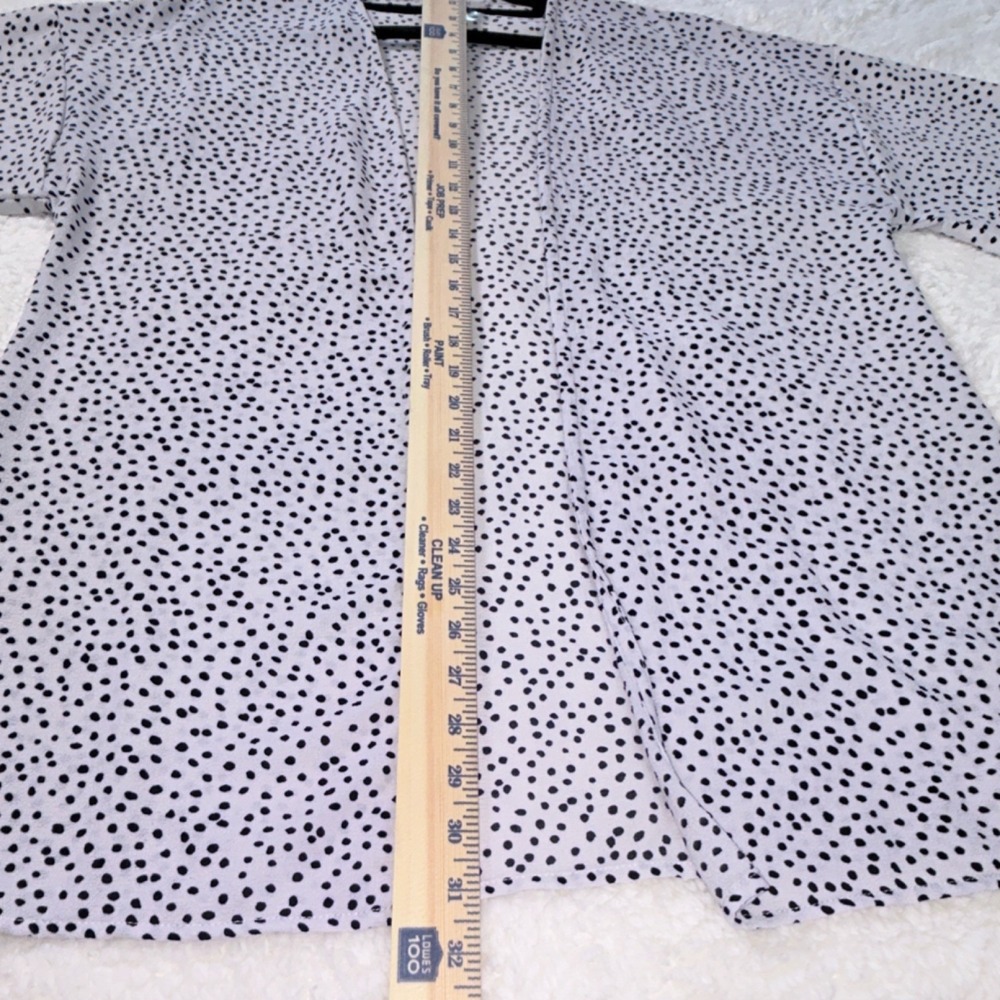 Pink Rose Womens Polka Dot Kimono Cardigan White Black Open Front Size L - Picture 5 of 9